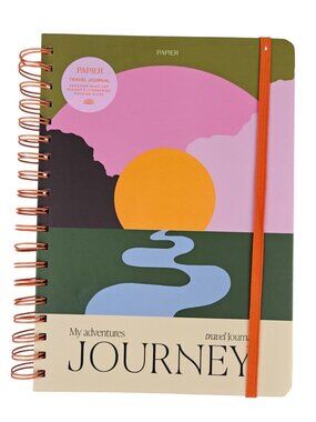 NEW Papier Travel Journal Hardcover Spiral Bound 7.1"x10" Sunset Theme 150 Pgs